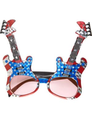 Brille Rockgitarre Amerika blau-weiß-rot