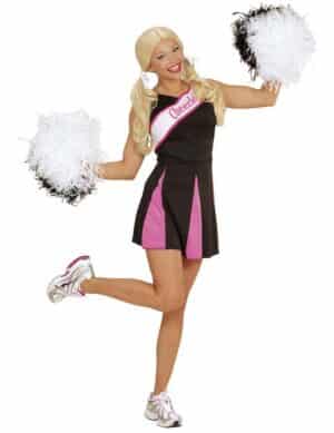 Cheerleader Kostüm für Damen in Schwarz und Rosa