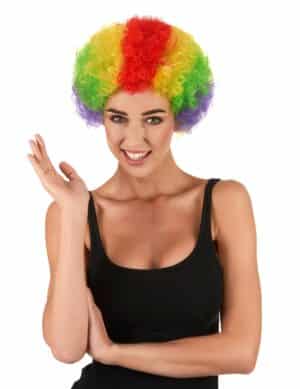 Clown Afroperücke für Erwachsene bunt