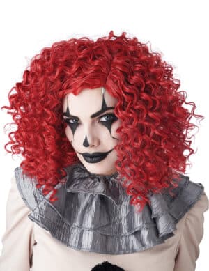 Clown-Perücke für Damen für Halloween und Karneval rot