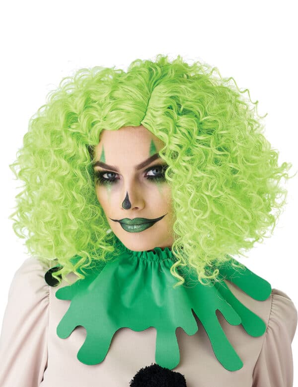 Clown-Perücke für Damen Locken-Perücke neon-grün