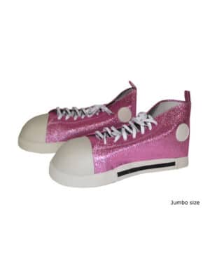 Clownsschuhe mit Glitzereffekt Clown-Damenschuhe rosa-weiss