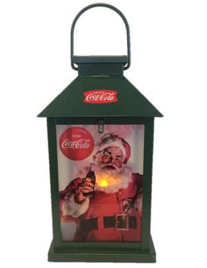 Coca Cola-Laterne Weihnachts-Deko bunt 12x26cm