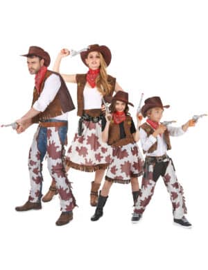 Cowboy-Familienkostüm Faschingskostüm braun-weiss