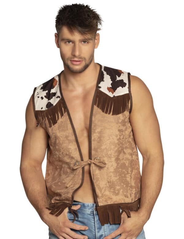 Cowboy-Weste für Herren Accessoire braun-weiss