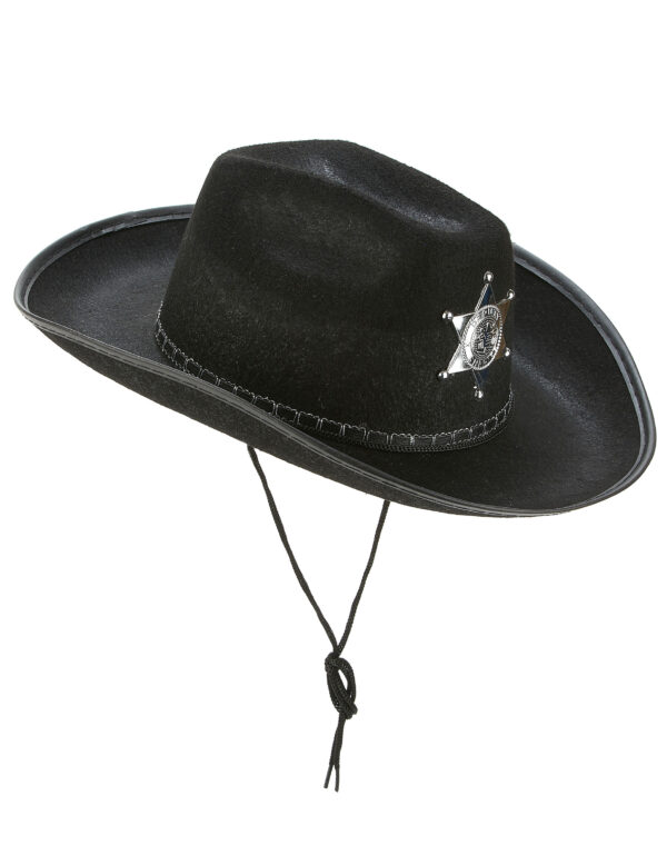 Cowboyhut Sheriff-Hut schwarz-silber