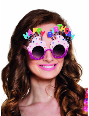 Cupcake Spaßbrille Happy Birthday für Erwachsene bunt