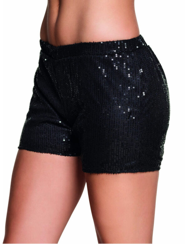 Damen Hotpants mit Pailletten in Schwarz