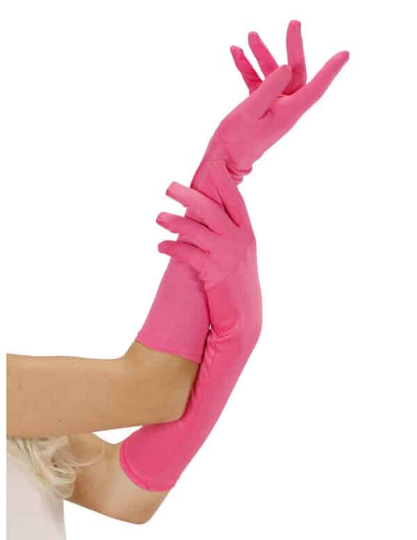 Damenhandschuhe lang Kostümaccessoire neonrosa