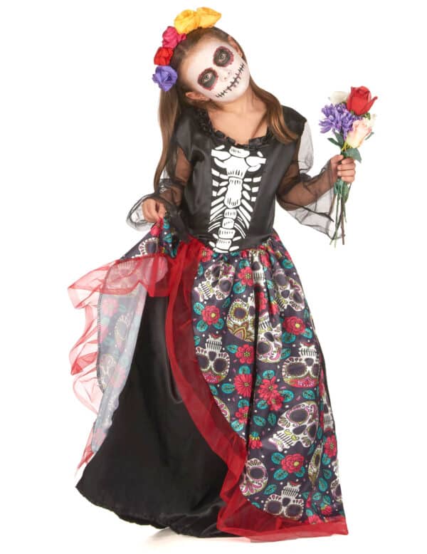 Dia de los Muertos Kinderkostüm Halloweenkostüm bunt 2-teilig