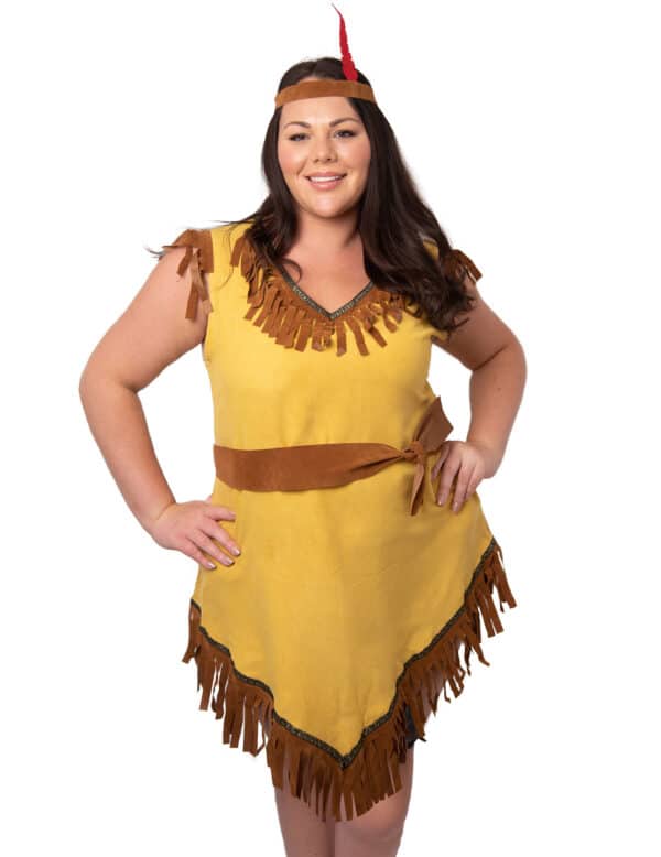 Asymmetrisches Plus Size Indianerinnenkostüm für Damen Quitte