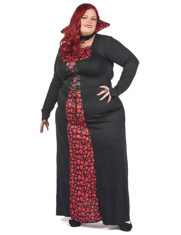 Plus Size Vampir-Kostüm für Damen schwarz-rot