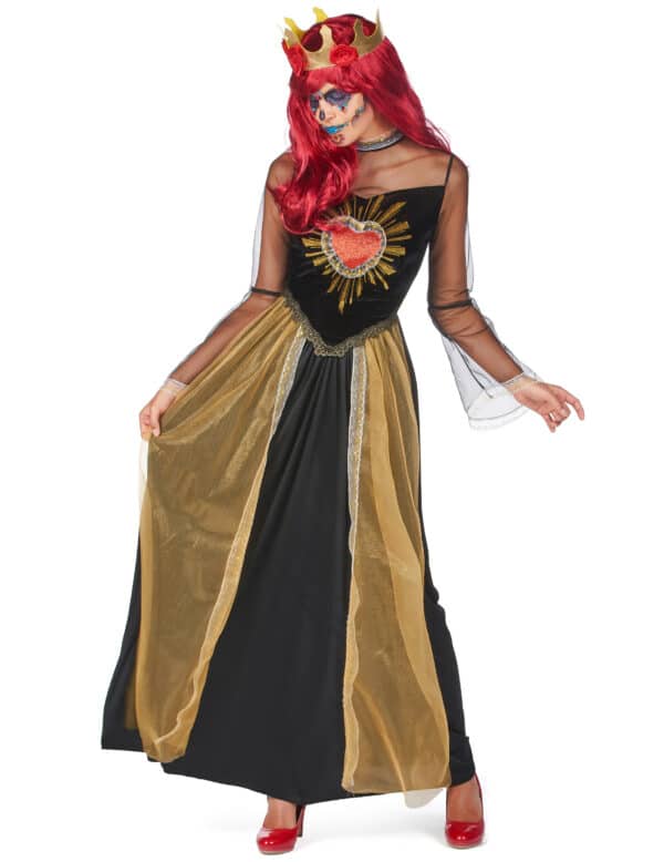 Dia de los Muertos Damenkostüm für Damen schwarz-gold-rot