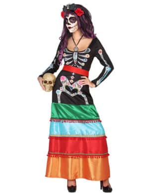 Dia de los Muertos Halloween-Damenkostüm bunt