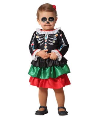 Día de los Muertos-Kostüm für Babys Halloweenkostüm bunt