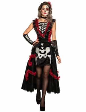 Día de los Muertos-Kostüm für Damen Halloweenkostüm schwarz-rot