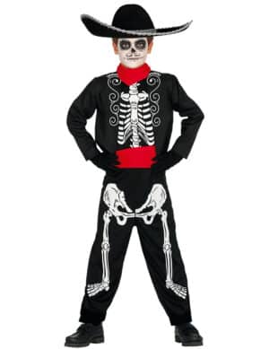 Día de los Muertos Skelettkostüm für Jungen Halloween schwarz-weiss