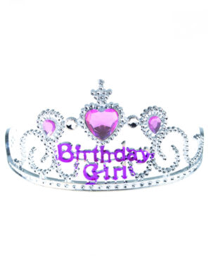 Diadem Krone Birthday Girl für Kinder silber-lila