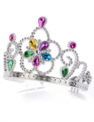 Diadem Prinzessin Kostüm-Accessoire silber-bunt