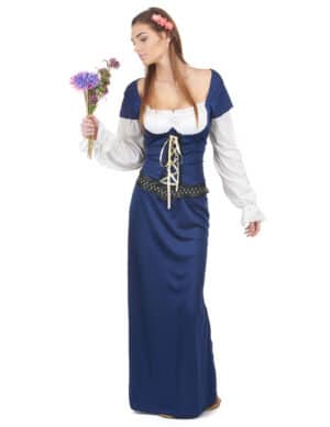 Dirndl Damenkostüm Bayerin blau-weiss