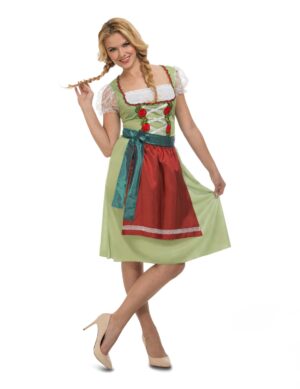 Dirndl für Damen Frühlingsfest-Outfit grün-rot