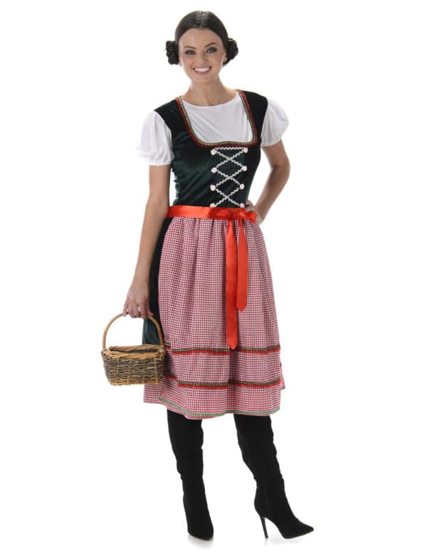 Dirndl-Kostüm Bayerin-Damenkostüm Tracht grün-rot-weiss