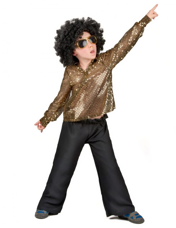 Disco-Outfit Pailletten-Kinderkostüm gold-schwarz