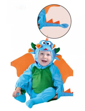 Drachenkostüm für Babys blau-grün-orangefarben