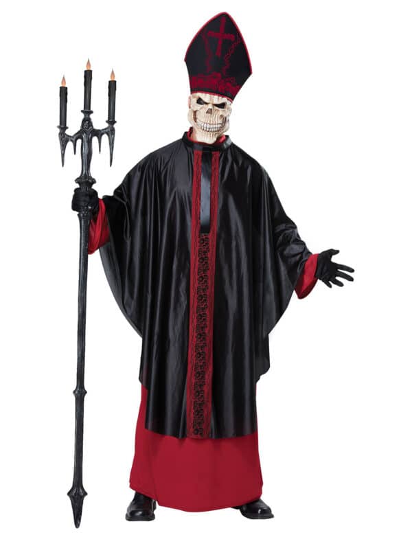 Dunkler Horror-Papst Halloweenkostüm Skelett schwarz-rot