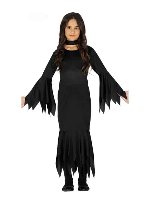 Dunkles Halloween-Kleid für Mädchen Hexen-Kostüm schwarz