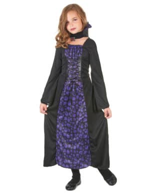 Edles Vampirmädchen Halloween Kinderkostüm lila-schwarz