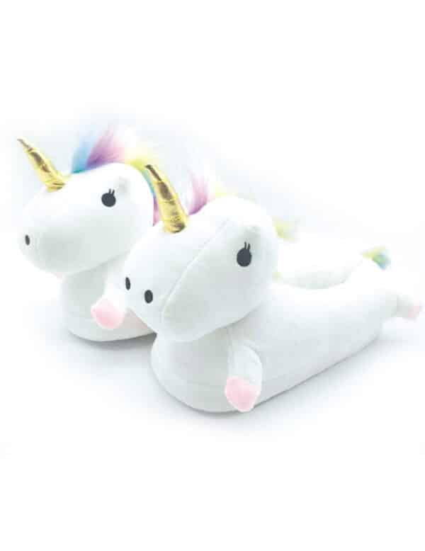 Einhorn-Hausschuhe Geschenkidee Accessoire weiss-bunt