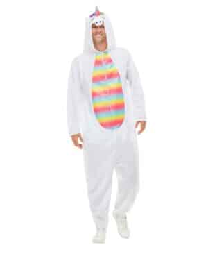 Einhorn-Kostüm für Erwachsene Onesie Faschingskostüm weiss-bunt