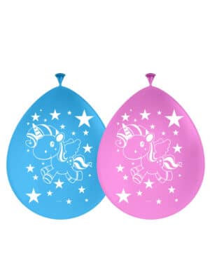 Einhorn-Latexballons 8 Stück rosa blau