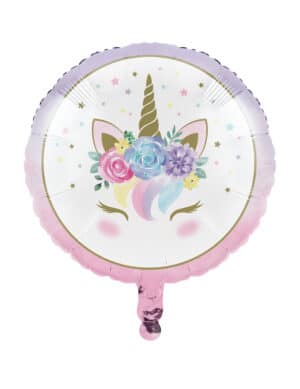 Einhorn-Luftballon Folienballon pastellfarben-gold-weiss 45cm