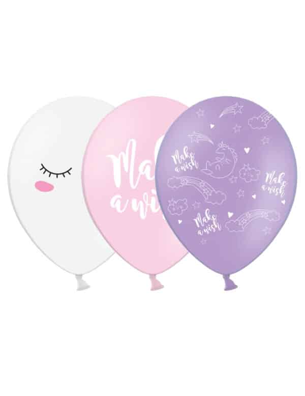 Einhorn-Luftballons 6 Stück violett-rosa-weiss