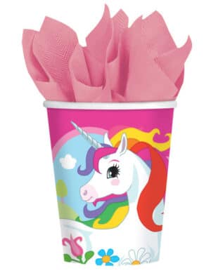 Einhorn Pappbecher Regenbogen 8 Stück bunt 250ml