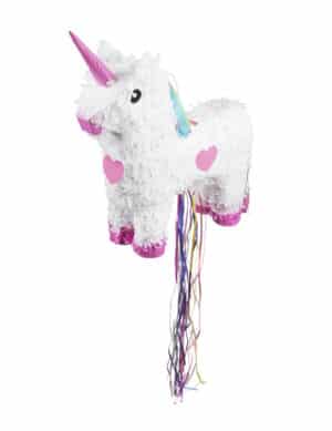 Einhorn-Pinata aus Pappkarton rosafarben-weiß 47 x 39 cm