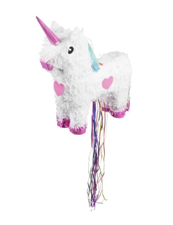 Einhorn-Pinata aus Pappkarton rosafarben-weiß 47 x 39 cm