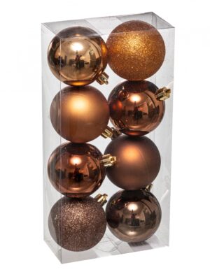 Elegante Christbaumkugeln Weihnachts-Dekoset 8-teiig bronze-goldfarben 7 cm