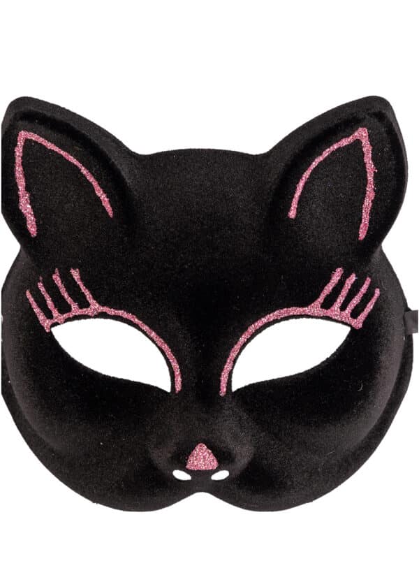 Elegante Katzenmaske für Erwachsene schwarz-pink