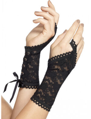 Elegante Spitzen-Handschuhe Gothic schwarz