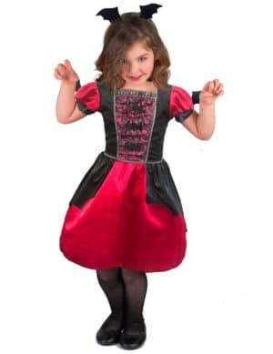 Elegante Vampirgräfin Mädchenkostüm für Halloween schwarz-rot