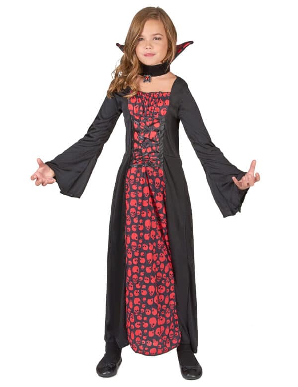 Elegante Vampirin Kinderkostüm rot-schwarz