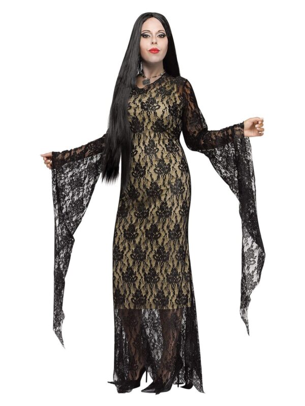 Elegantes Gothic Halloween-Damenkostüm Plus Size schwarz