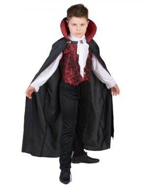 Elegantes Vampir-Kostüm für Jungen Halloweenkostüm schwarz-rot-weiss