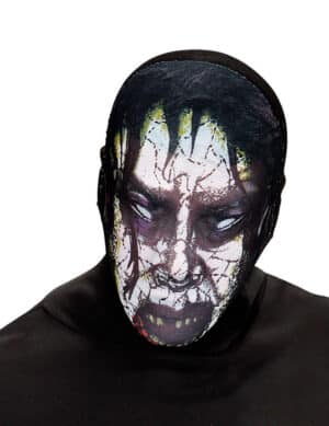 Enganliegende Zombiemaske Halloween-Strumpfmaske schwarz-weiss-lila