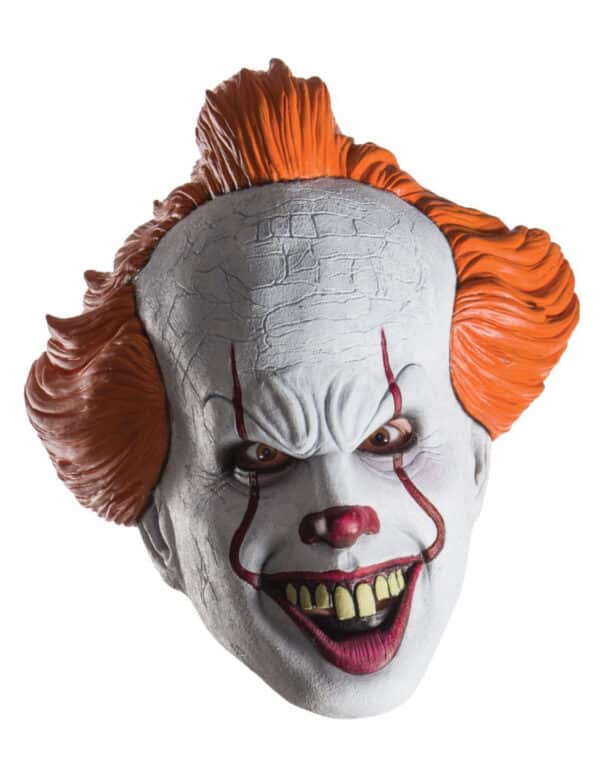 Es-Horrorclown-Maske für Erwachsene weiss-rot-orange