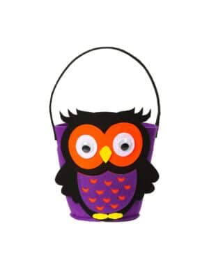 Eulen-Eimer Süssigkeiten Halloween-Accessoire violett-schwarz-orange