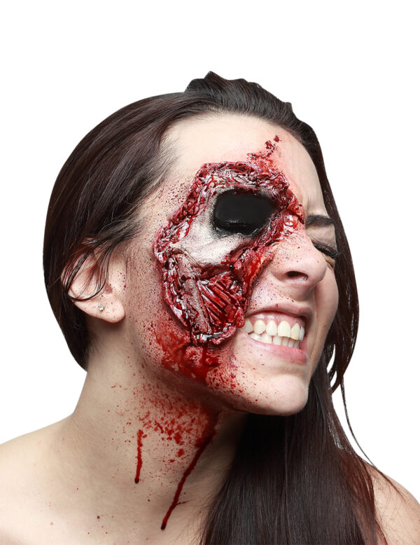 Falsche Wunde fehlendes Auge offene Haut Halloween-Makeup rot